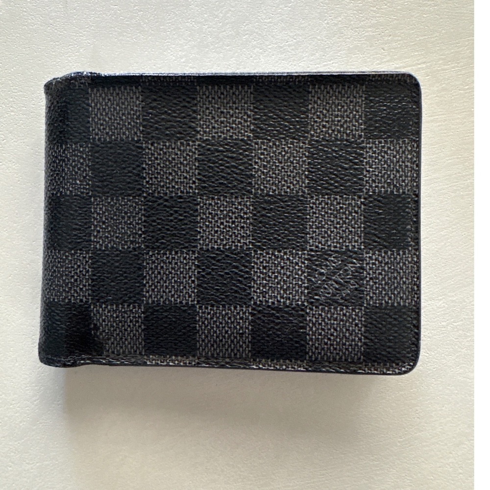 Louis Vuitton Damier Graphite Bifold Wallet Black Grey Made in France Authentic